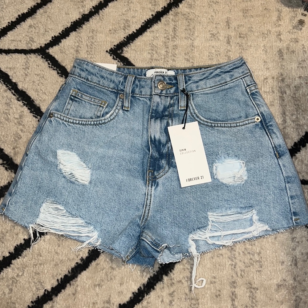 High Waist Light Denim Short